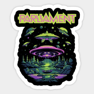 Parliament Funkadelic Retro Mothership UFO Rock Funk Throwback Sticker